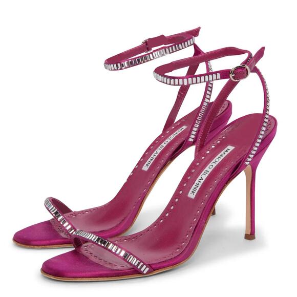 Manolo Blahnik Pink Heels with Silver Accents - Picture 16 of 16